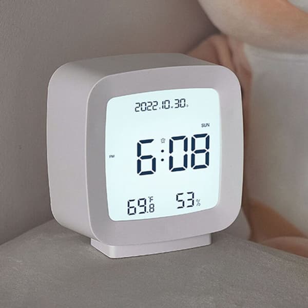 Digital väckarklocka med 4 lägen (tid, datum, temperatur, luftfuktighet) för sovrum, kontor, kök, barnrum