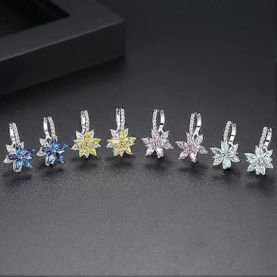 Sølvøreringe til kvinder, hvidguldbelagte dobbelte blomsterøreringe med cubic zirconia