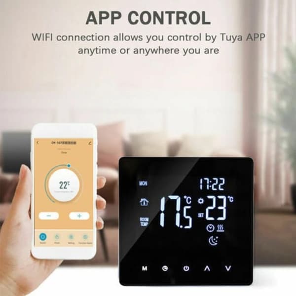 WiFi Smart Thermostat - Electric Heating Temperature Controller with LCD Screen, Touch Screen, Weekly Schedule and App Control - Suitable for Home, O