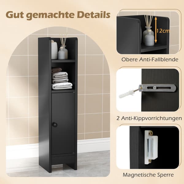 Slim Bathroom Cabinet with Shelves and Adjustable Storage