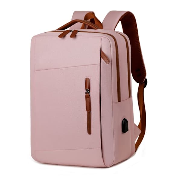 Laptop Backpack, 15.6 inch, Waterproof, with USB Charging Port, Ergonomic Design - Unisex, Pink