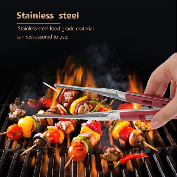 BBQ-grilltang i rustfritt stål - Varmebestandig mattang for matlaging - Kompatibel med de fleste griller