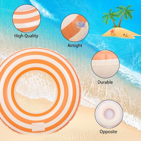 Retro Striped Thick Inflatable Swim Ring, Summer Outdoor Beach Pool Swim Ring, Suitable for Adults