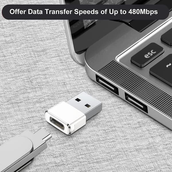 USB till USB C-adapter 2-pack, Typ C hona USB A hane-omvandlare laddare för Apple Watch Series 7 8, iPhone 11 12 13 14 15 Pro Max
