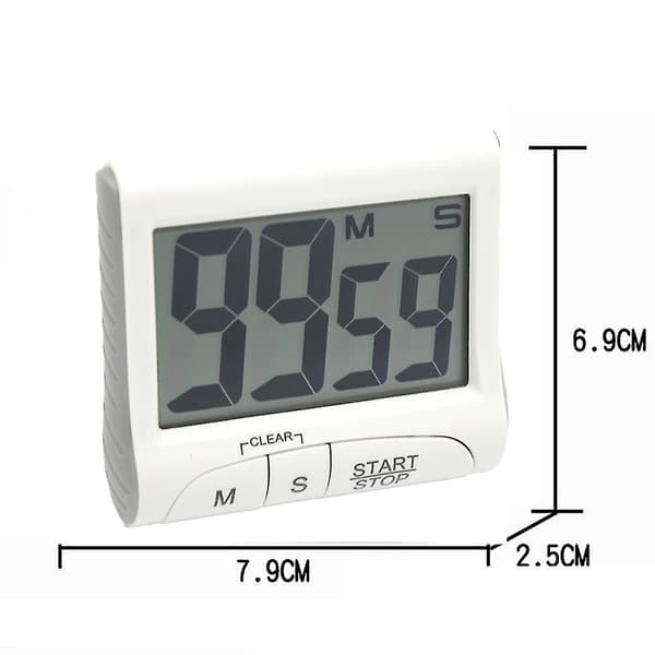 3 \" Stor skjerm - Digital timer Magnetisk bakside Høyt alarm På et tau-matlagingstimer-26 (Hvit)