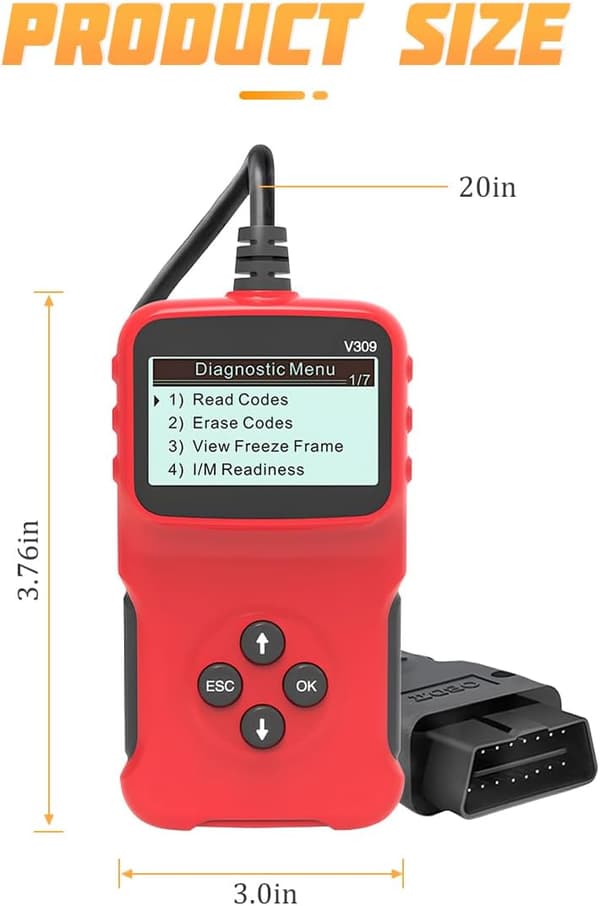 Bil OBD2 Scanner, Universal Kodelæser CAN Diagnostikværktøj til Alle OBDII Protokol Køretøjer