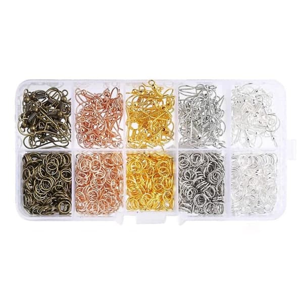1128 dele øreringe gør materiale øreringe kit kroge springringe tænger pincet springring åbner DIY smykkeværktøjssæt