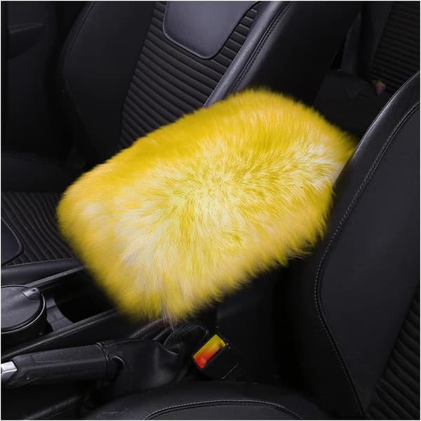 Furry Auto Senterkonsol Dekselpute, Ekte Saueull Bil Armlene Sete Boks Deksel