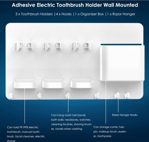 Toothbrush Holder - Electric Toothbrush Holder - High Quality - Adjustable - Wall Mounted - Dry