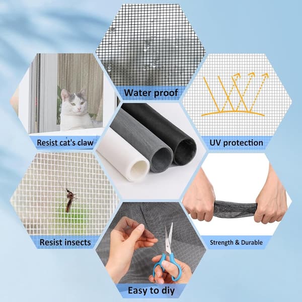 120x300 cm Mosquito Net for Windows - Tear-Resistant, Fly Screen, Insect Screen - DIY Window Screen, Pet Screen - for Patio Windows - White
