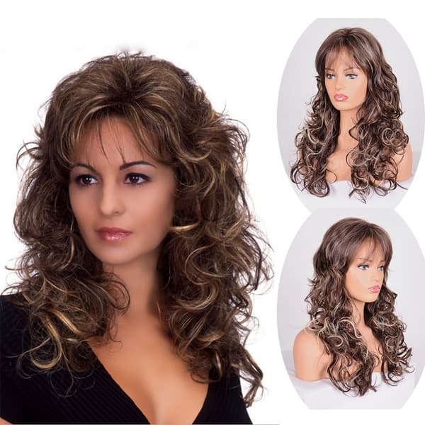 Wig, high-temperature silk oblique bangs, chemical fiber headband