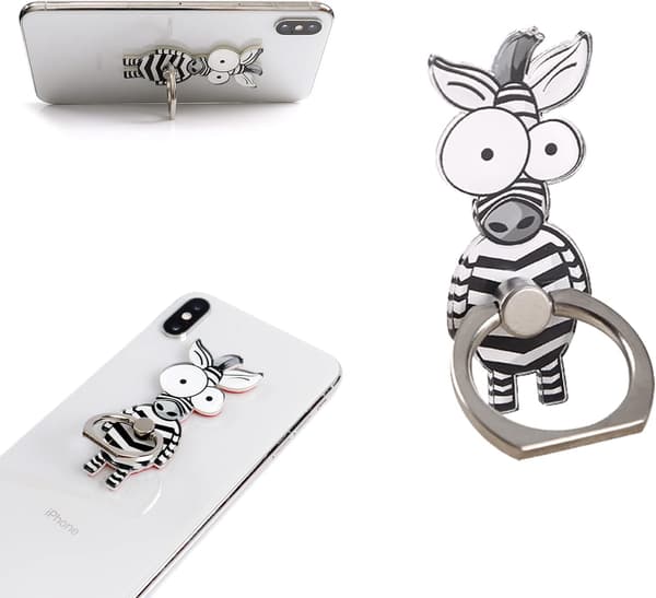 (4 st) Spänne Ringhållare Telefon Fingerring Smartphone Hållare Universal Ring Mobiltelefonhållare För Djur Tecknad Giraff, Zebra, Struts, Lejon Form