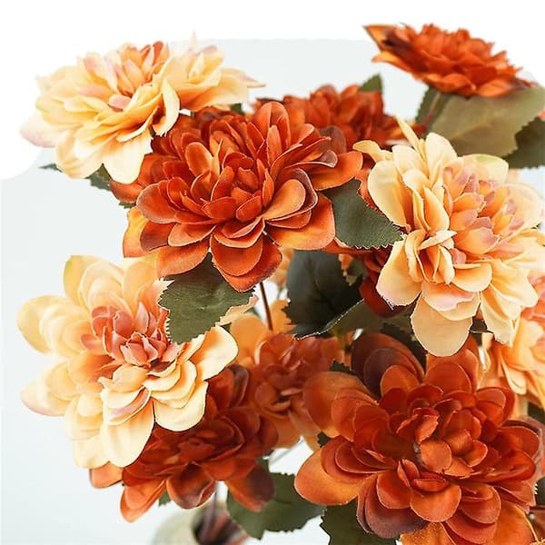 6 kunstige efterårsblomster, 18-hovedet orange krysantemumbuket til boligindretning[JUN]