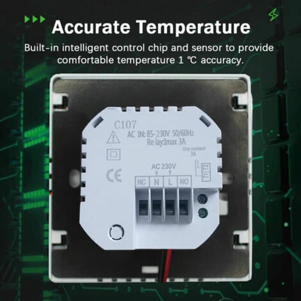WiFi Smart Thermostat - Electric Heating Temperature Controller with LCD Screen, Touch Screen, Weekly Schedule and App Control - Suitable for Home, O
