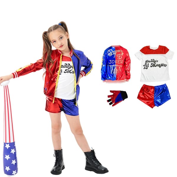 Harley Quinn Cosplay Kostym Jacka för Barn - Storlek L (140-150cm) [JUN]