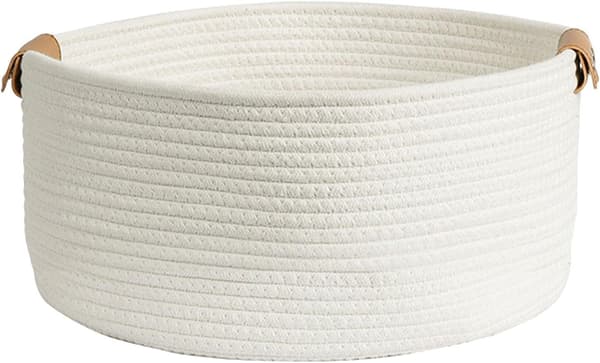 Cotton Rope Storage Baskets - Lightweight Woven Basket | Soft Texture Laundry Hamper, Sturdy Weave Fabric Storage, Home Accessory [DB] Small Small