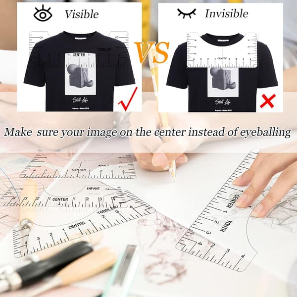 ##/Pack T-Shirt Vinyl Alignment Ruler (Clear), Clear T-Shirt Vinyl A##/