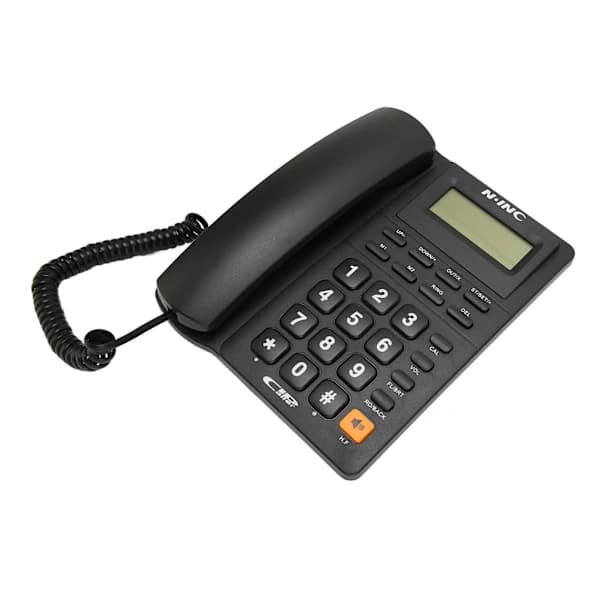 Fastnettelefon med nummerpræsentation, hurtigopkald, genopkald, bordtelefon til hjemmekontor, sort