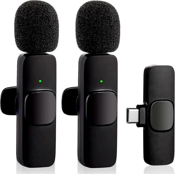 Trådlös Lavalier Mikrofon för Typ-C Telefon, Plug-Play Trådlös Mikrofon med 2