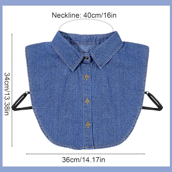 Avtakbar krage i denim, Dickey Half for kvinner