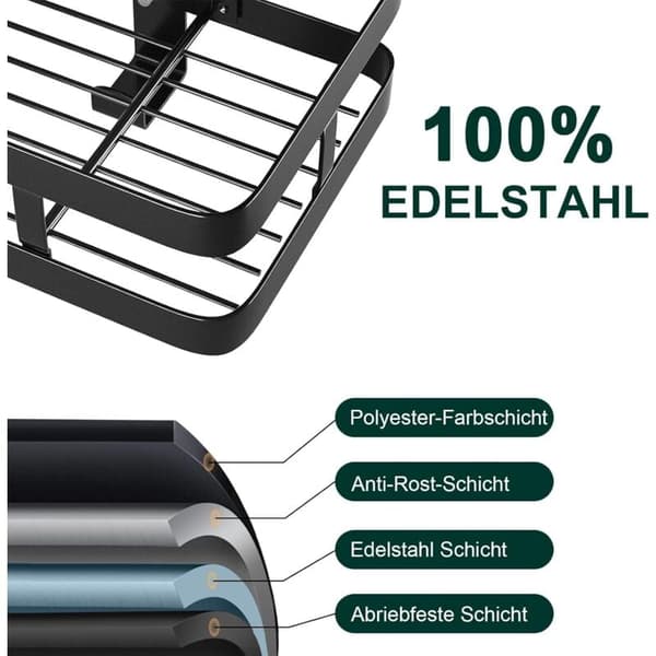 Justerbar Hængende Brusehylde - 740350120mm, 1-pak, Sort