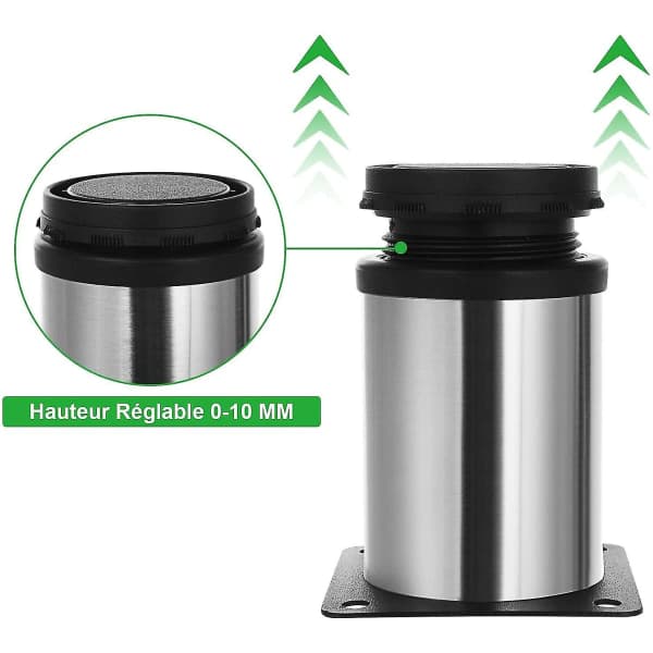 Set med 8 justerbara möbelben, 80 mm höga skåpsben