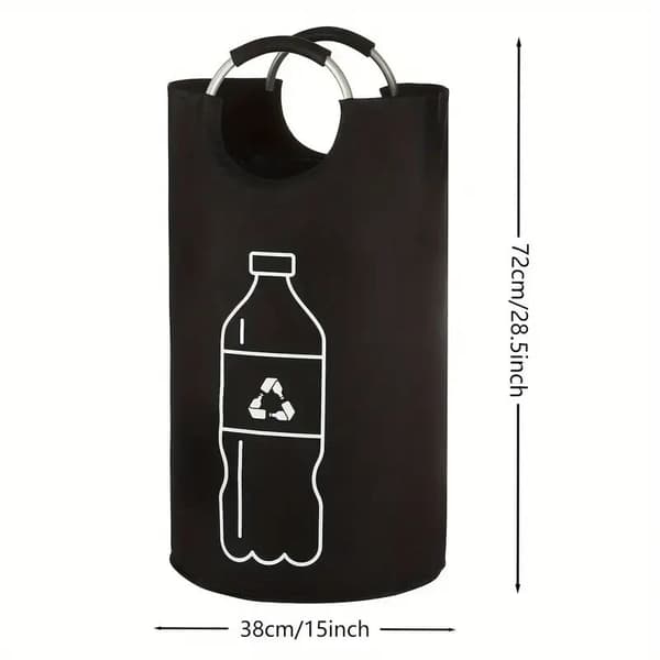 Foldable Recycling Bin 69 Liters Polyester Bottle Collector Cylindrical Waste Bin for Home Use