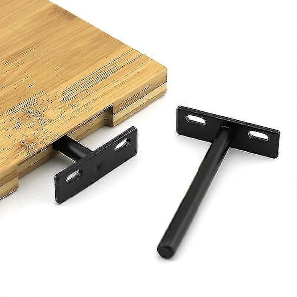 Floating Shelf Brackets 4-Pack Heavy Duty Concealed Metal Support for Wood Wall Shelves Black 128 x 20 x 63 mm