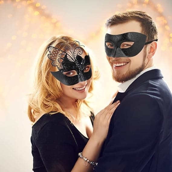 Par Sommerfugl Maske Maskerade Venetiansk Halloween Fest Aftenbal Maske Bar Kostumer Tilbehør