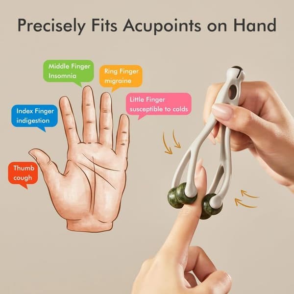 2-in-1 Jade Finger Massager Roller - Relieves Fatigue, Pain, and Arthritis (Unisex)