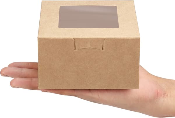 Brown Kraft Paper Boxes with Transparent Window (50-pack) - Cake Box