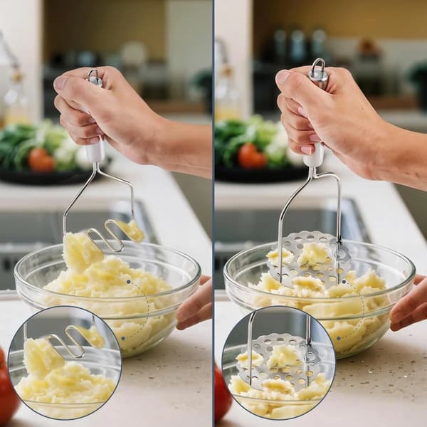 2-pak kartoffelmoser i rustfrit stål til moset mad og avocado