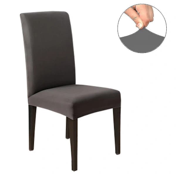 4-pakning spisestoltrekk stretch polyester spandex vaskbare avtakbare for parsonstoler kjøkkenbryllup mørkegrå Mørkegrå Dark gray