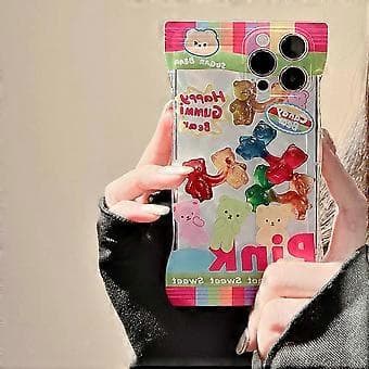 Snacksäck Gummy Bear Phone Case Compatible with iPhone 12 Pro Max Case Lens Protection Cute Sugar Snack Bag Case Soft TPU Transparent Protective Case
