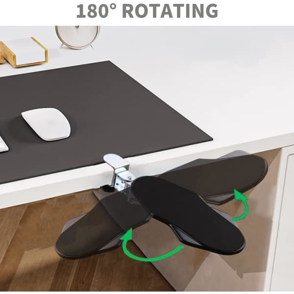 Ergonomisk armlæn til skrivebord, 180° roterbar håndledsstøtte, E