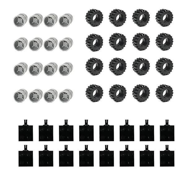 48 st Mini Hjulaxlar Paket Block Biltillbehör Däcknav Klassiska Klossar Barn DIY Leksaker Klossar-A