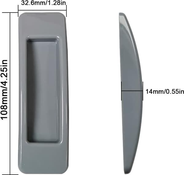 Self-adhesive sliding door handle, gray, no drilling, for kitchen and bathroom, 4 pieces