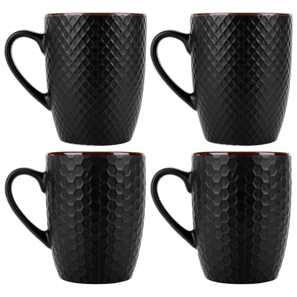 Svarte keramiske krus 400 ml 4 stk.