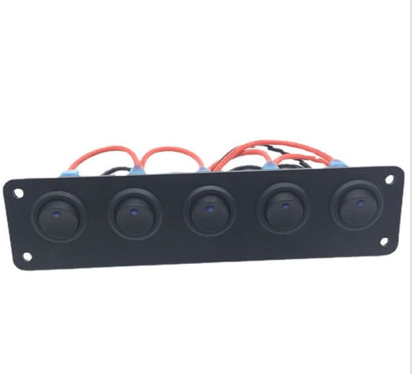 5-veis 3-polet vippebryterpanel vanntett på/av 12V rød vippebryter for biler, lastebiler og båter rød