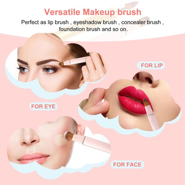 Læbeapplikator til makeup, dobbeltsidet læbebørste med beskyttelseshætte, udtrækkelig læbestiftapplikator til læbeglans