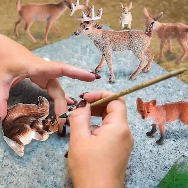 Metsäneläinfiguurisetti, 6 osaa, Orava, Peura, Kani, Kettu