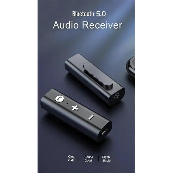 Bluetooth 5.0 Lydmottaker Trådløs Adapter med 3,5 mm Jack for Hodetelefoner Bilhøyttalere Modell BT001