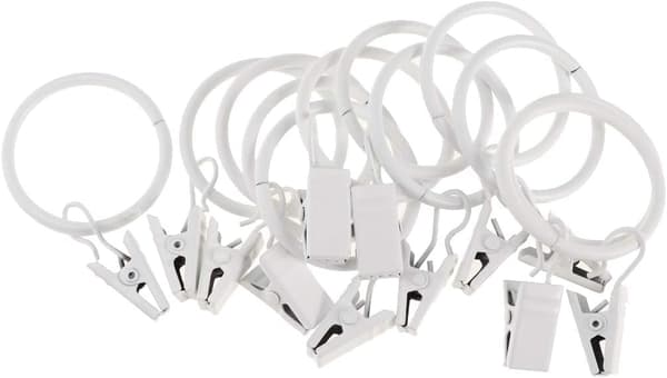 12-pack gardinringar med klämmor, dekorativa gardinringar
