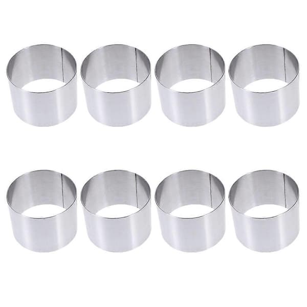8 stk Metall Runde Kakeformer Ring Kakeform Rund Form Kakeform Kjeks Mousse Form Sølv 8 Silver 8 6X6X5CM