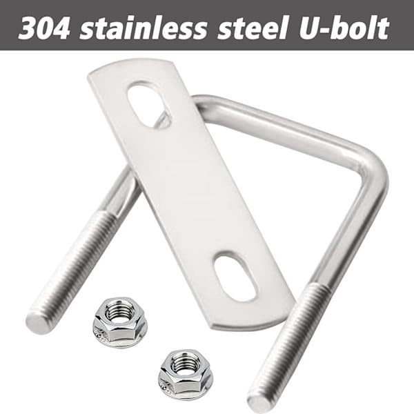 Firkantede U-bolte 304 rustfrit stål M10 100 x 150 mm med 2 flange-møtrikker