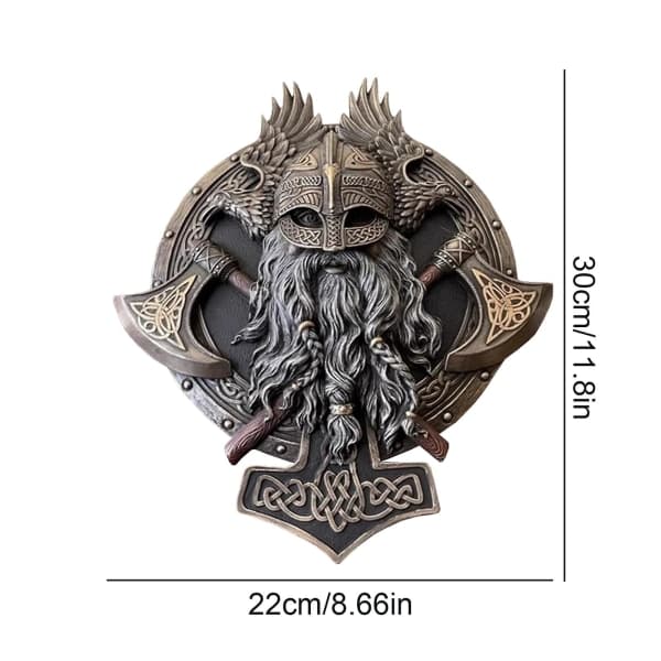 Viking Berserker Dubbelyxa Väggdekoration i Resin för Heminredning