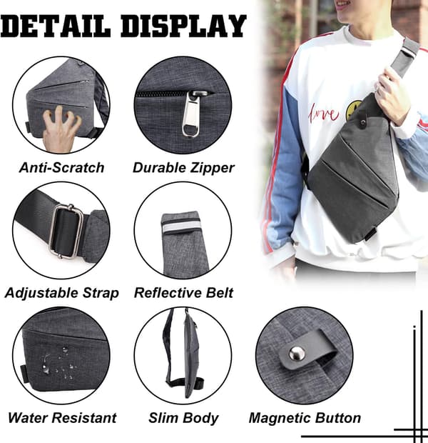 Stöldskyddad Crossbody-väska för Kvinnor & Män, Säker Sling Resväska