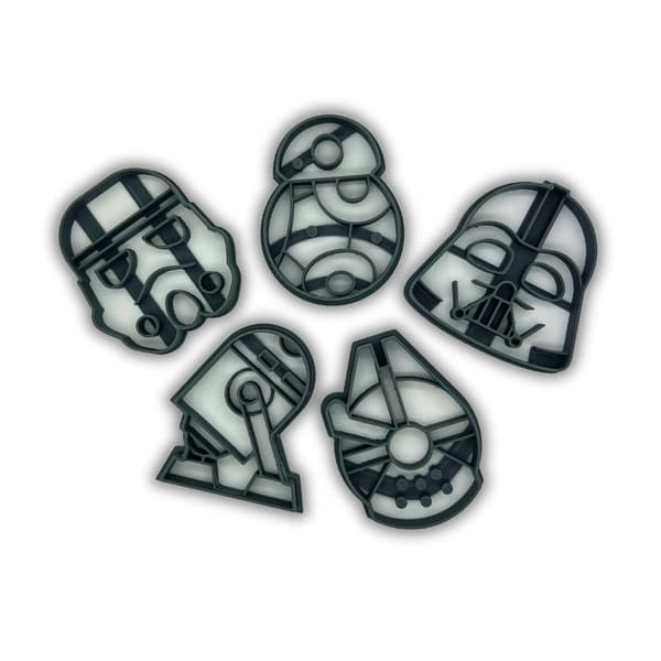 5 stk. Star Wars bage kage dekoration kageform grå M grå m