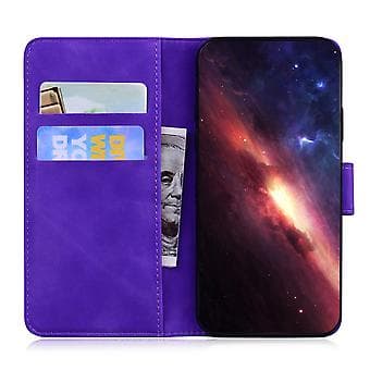 Tiikerikuvioinen nahkakotelo iPhone 14 Pro Maxille (violetti)