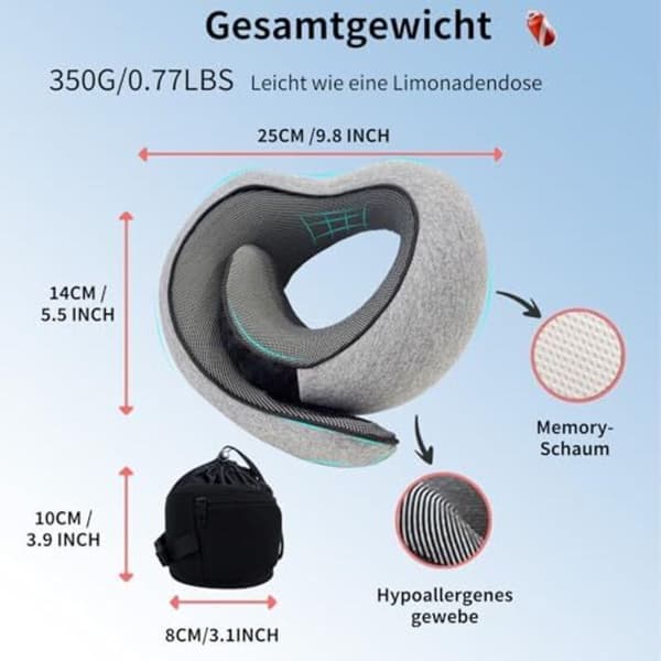 Memory Foam Travel Pillow for Airplane Car Compatible with All Brands Headrest Comfortable Sleeping Pillow